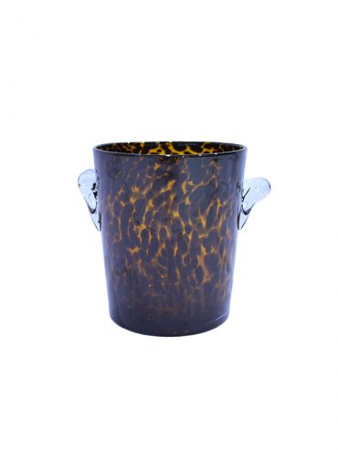 Hand blown glass ice bucket (leopard print)