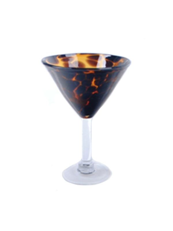 Hand blown martini glass (leopard print)