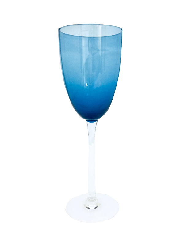 Verres à vin soufflés à la main, bleu turquoise<br/>Lot de 4